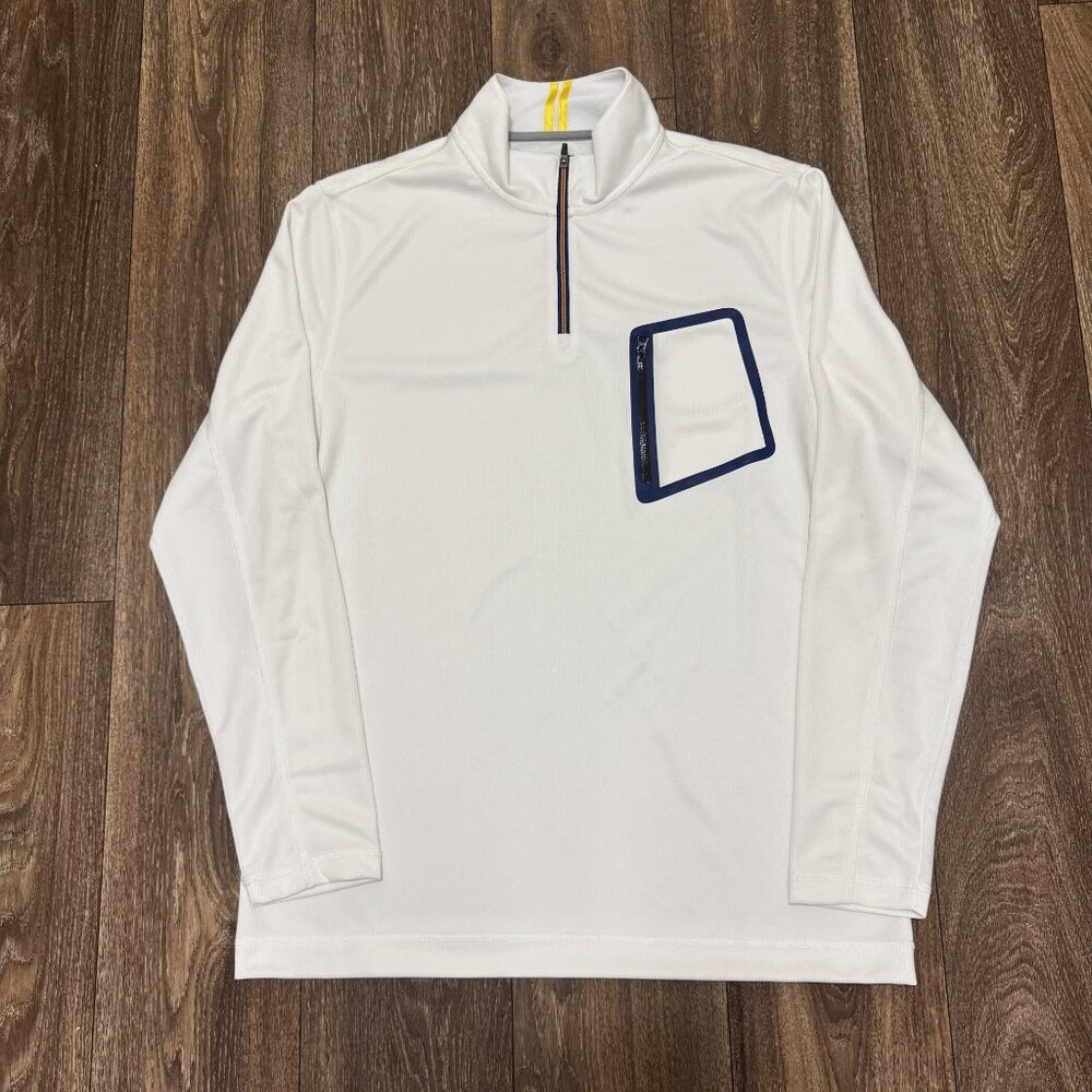 Robert Graham X Sweater Men's Medium White Tailored Fit 1/4 Zip Pullover Golf